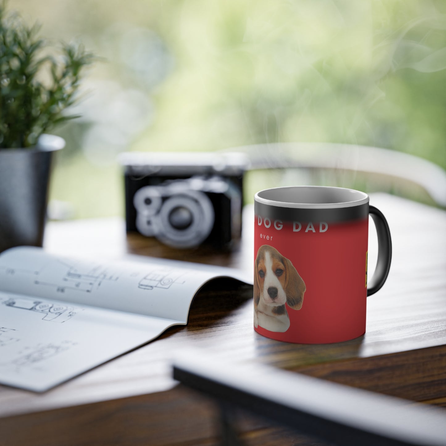 Best Dog Dad Beagle Magic Mug, 325ml - Red