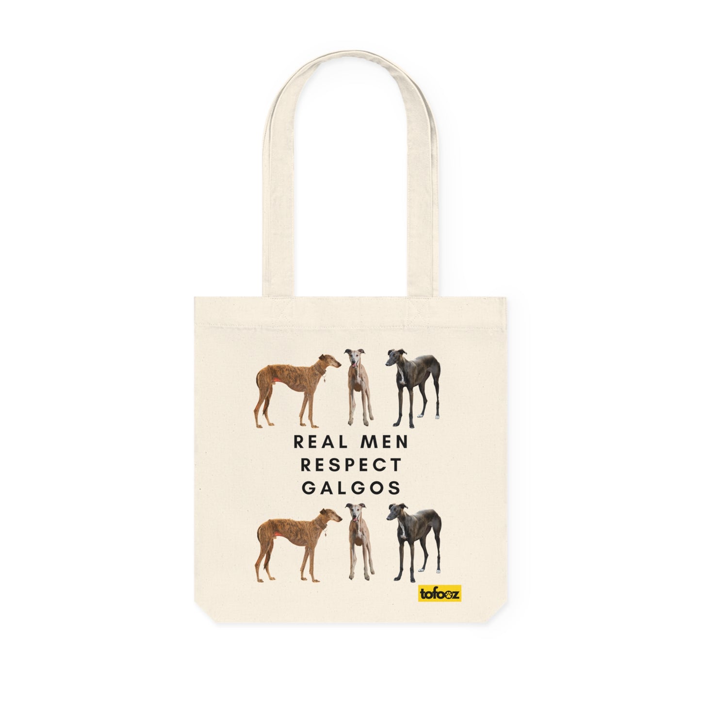 Real Men Respect Galgos Mixed Print Woven Tote Bag