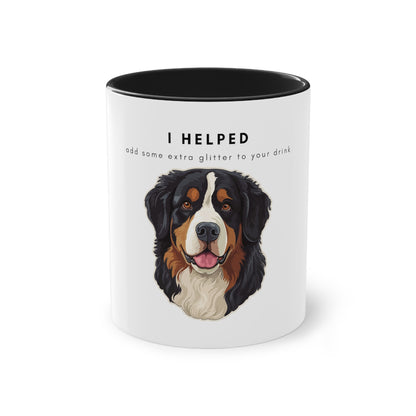 I Helped Add Glitter Bernese Mountain Dog Two-Tone Coffee Mug, 325ml - White