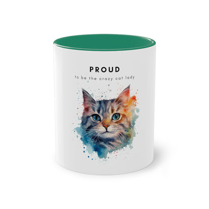 Proud To Be The Crazy Cat Lady Two-Tone Coffee Mug, 325ml - White