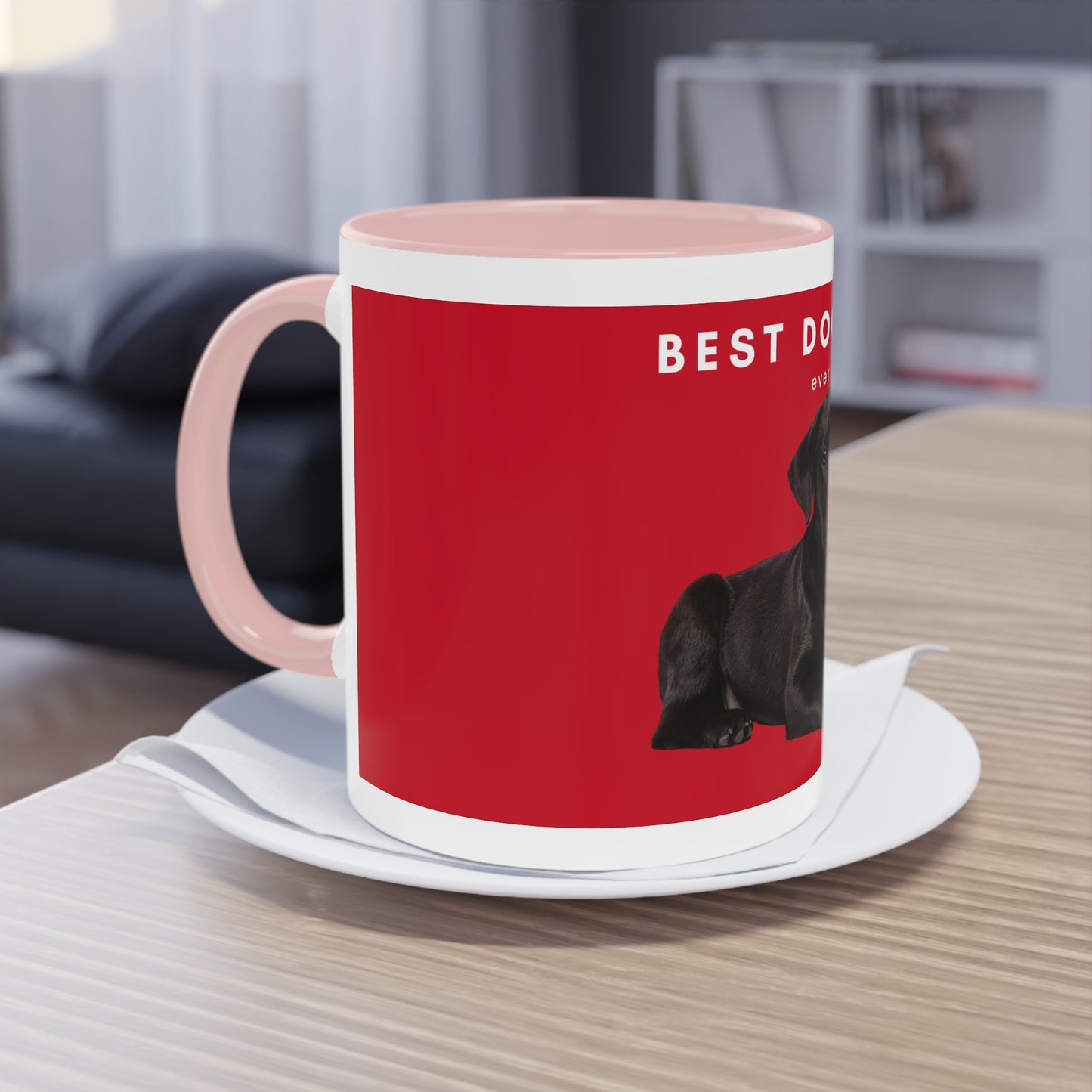 Best Dog Dad Black Lab Two-Tone Coffee Mug, 325ml - Red