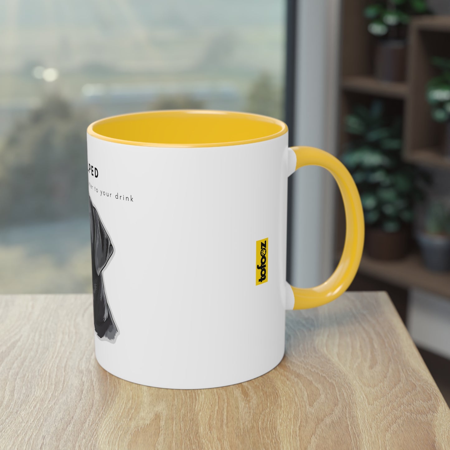 I Helped Add Glitter Black Labrador Sticker Two-Tone Coffee Mug, 325ml - White