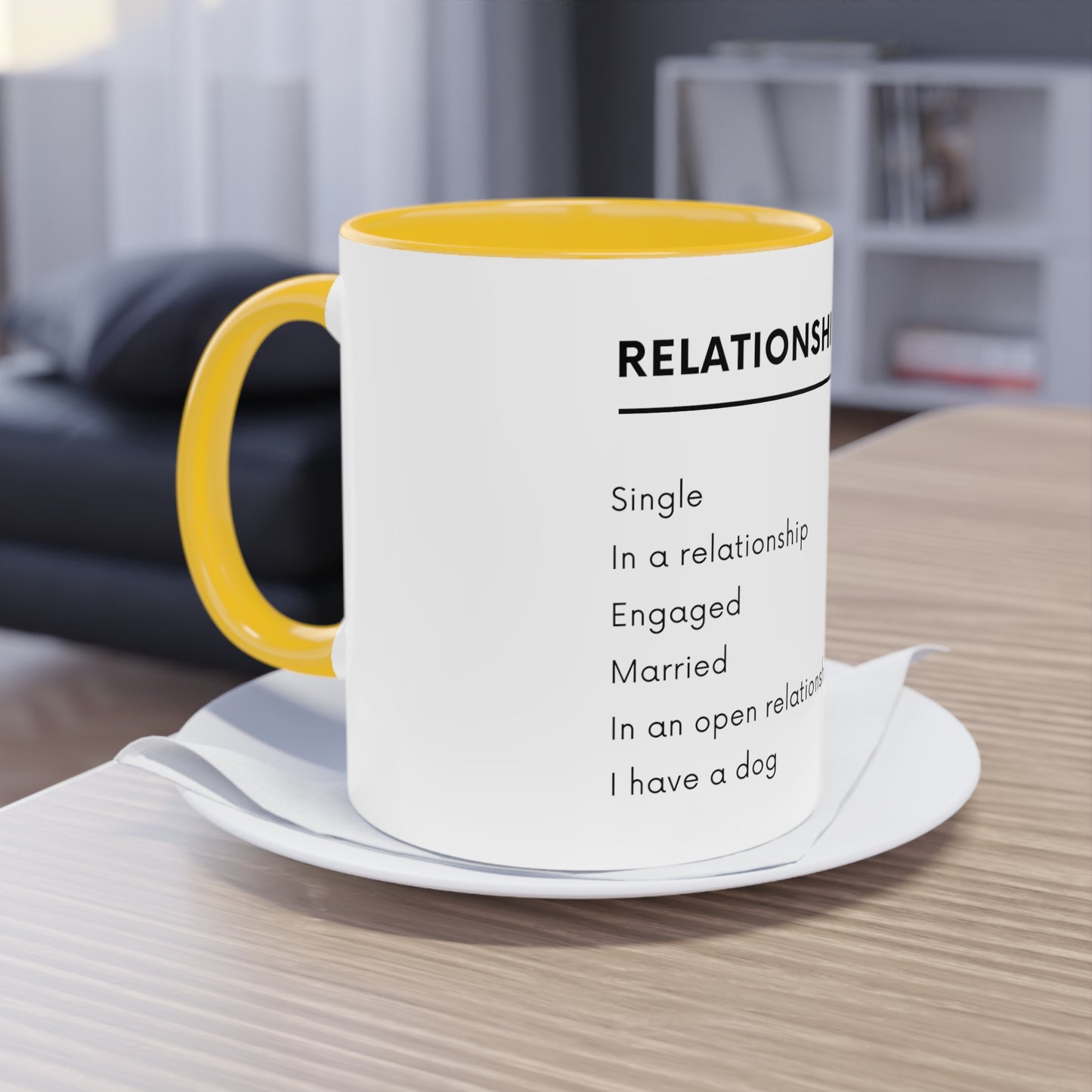 Relationship Status, I Have A Dog Two-Tone Coffee Mug, 325ml - White