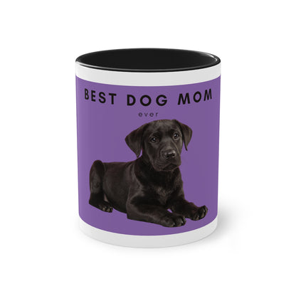 Best Dog Mom Black Lab Two-Tone Coffee Mug, 325ml - Purple