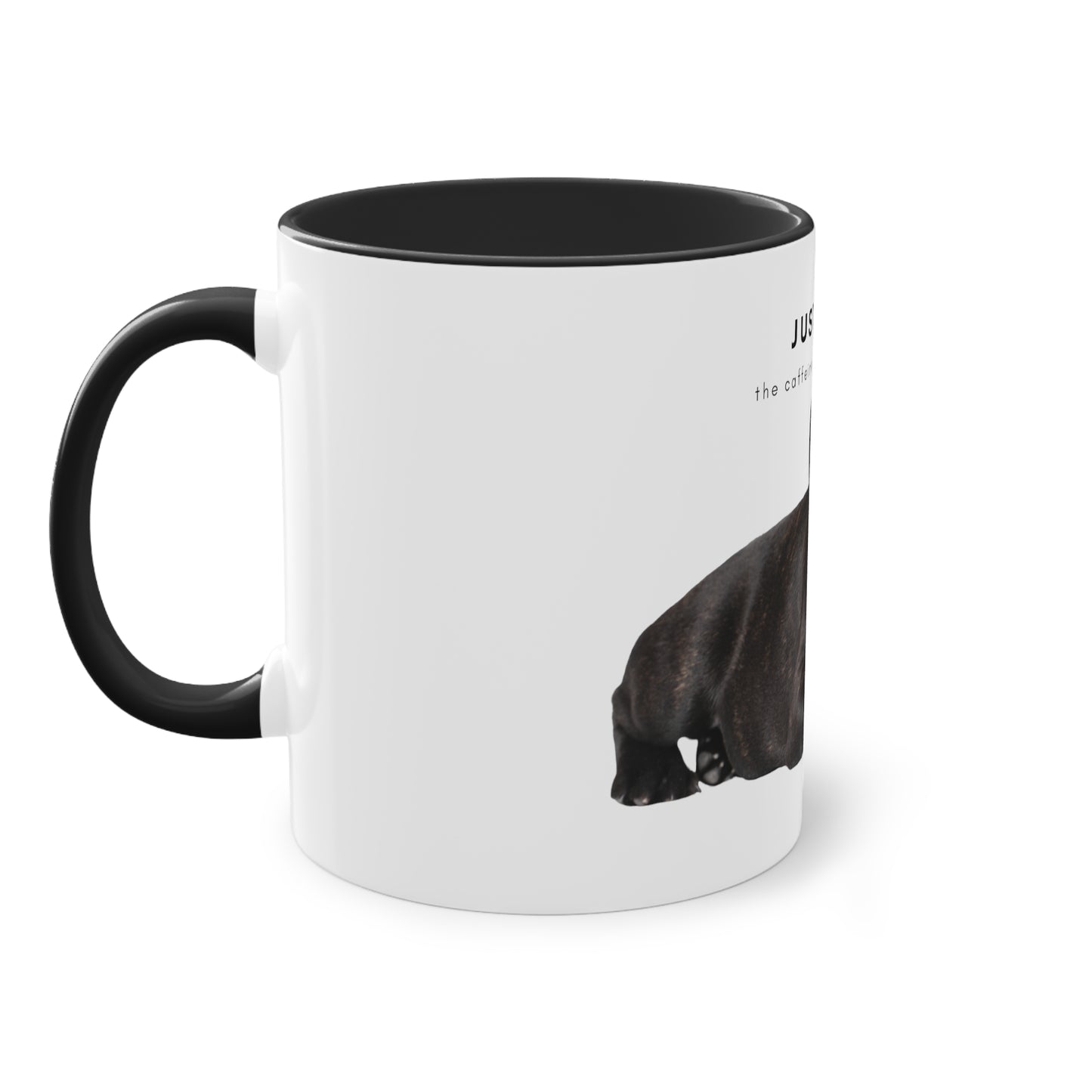 Just Wait Caffeine Black French Bulldog Puppy Two-Tone Coffee Mug, 325ml - White