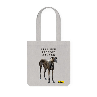 Real Men Respect Galgos Brown White Chest Woven Tote Bag