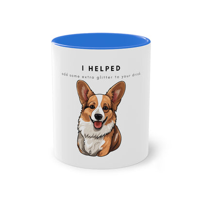 I Helped Add Glitter Corgi Two-Tone Coffee Mug, 325ml - White