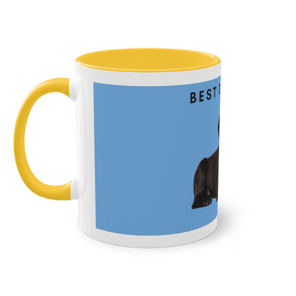 Best Dog Mom Black Lab Two-Tone Coffee Mug, 325ml - Light Blue