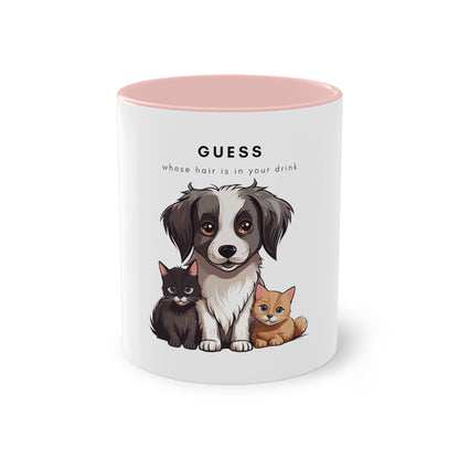 Guess Whose Hair Cats and Dog Two-Tone Coffee Mug, 325ml - White