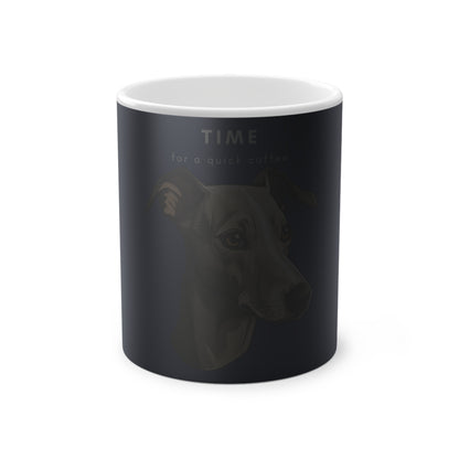 Time For A Quick Coffee Italian Greyhound Magic Mug, 325ml - Dark Blue