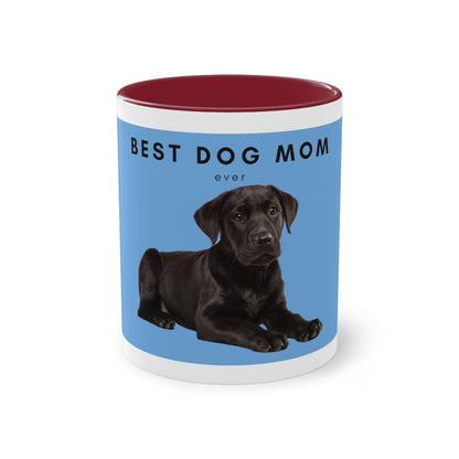 Best Dog Mom Black Lab Two-Tone Coffee Mug, 325ml - Light Blue