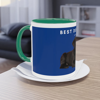 Best Dog Dad Black Lab Two-Tone Coffee Mug, 325ml - Blue