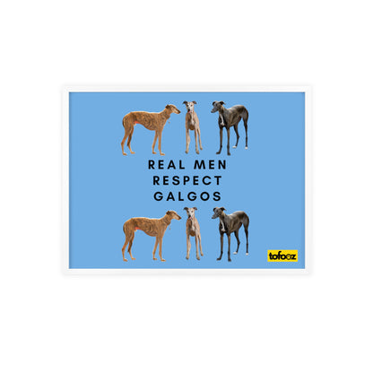 Real Men Respect Galgos Poster with Wooden Frame, Horizontal - Various Sizes