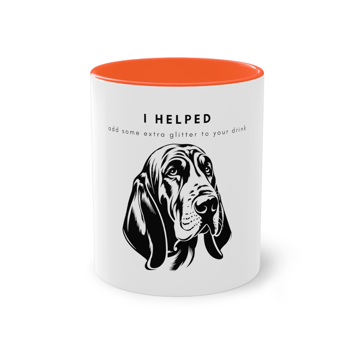 I Helped Add Glitter Bloodhound Two-Tone Coffee Mug, 325ml - White