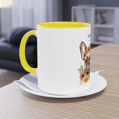 Just Breathe French Bulldog Two-Tone Coffee Mug, 325ml - White