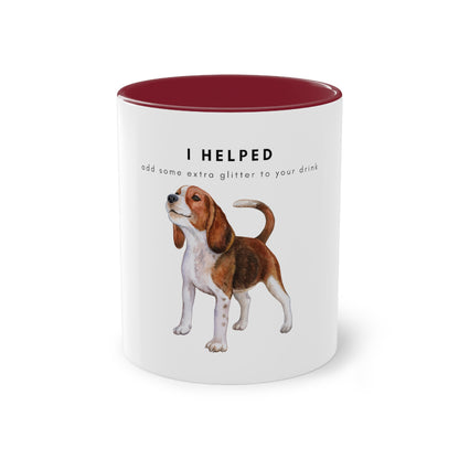 I Helped Add Glitter Beagle Two-Tone Coffee Mug, 325ml - White