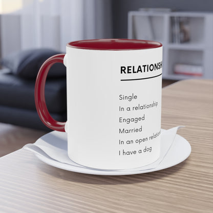 Relationship Status, I Have A Dog Two-Tone Coffee Mug, 325ml - White