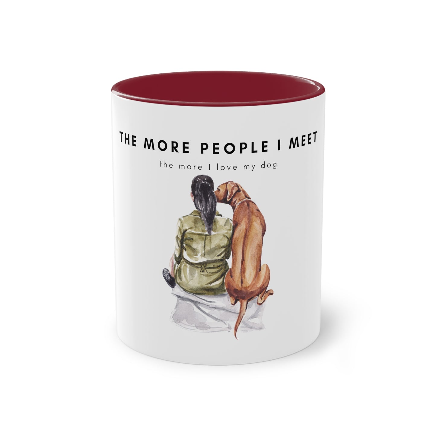 More People I Meet More I Love My Dog Two-Tone Coffee Mug, 325ml - White