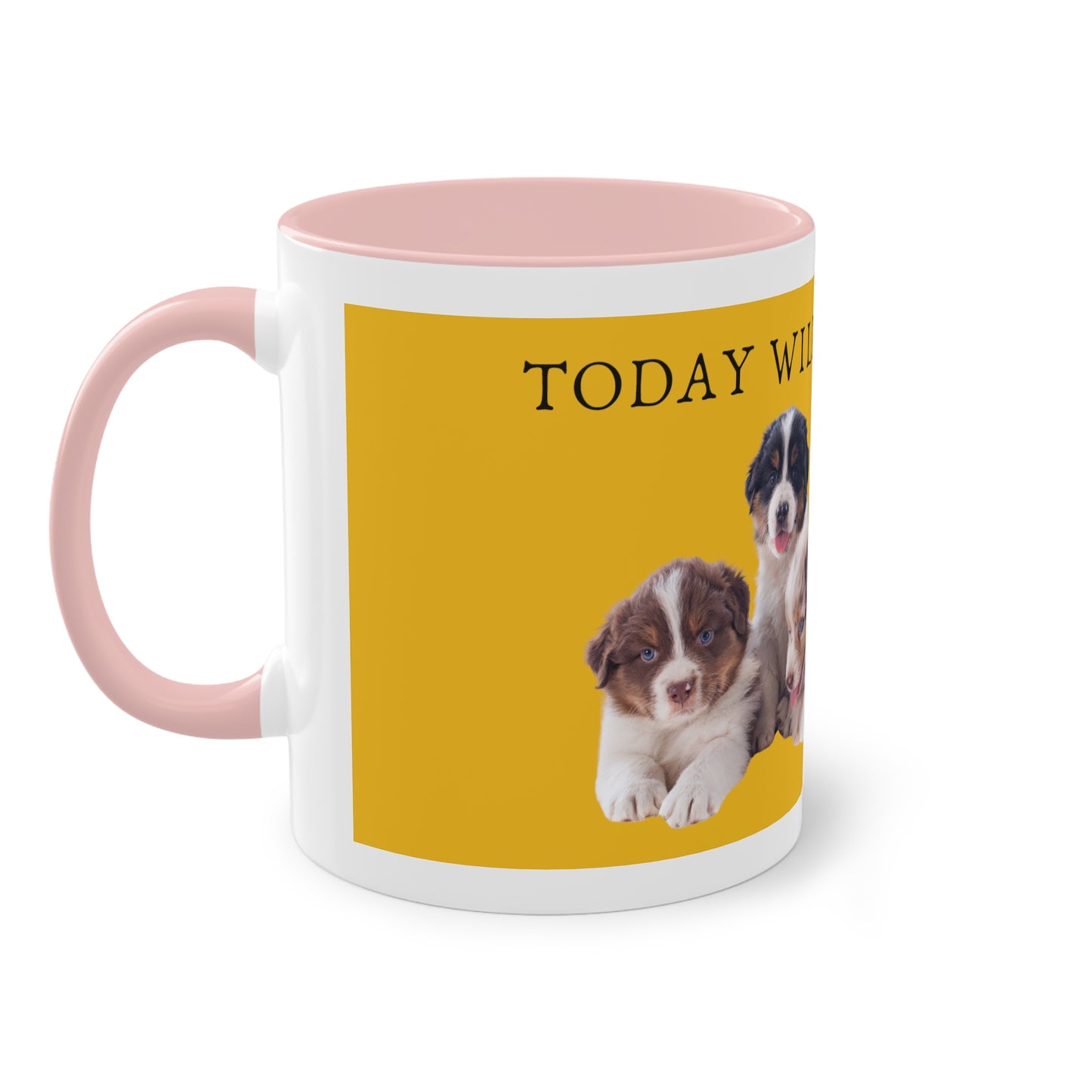 Today Will Be Aussome Aussie Puppies Two-Tone Coffee Mug, 325ml - Yellow