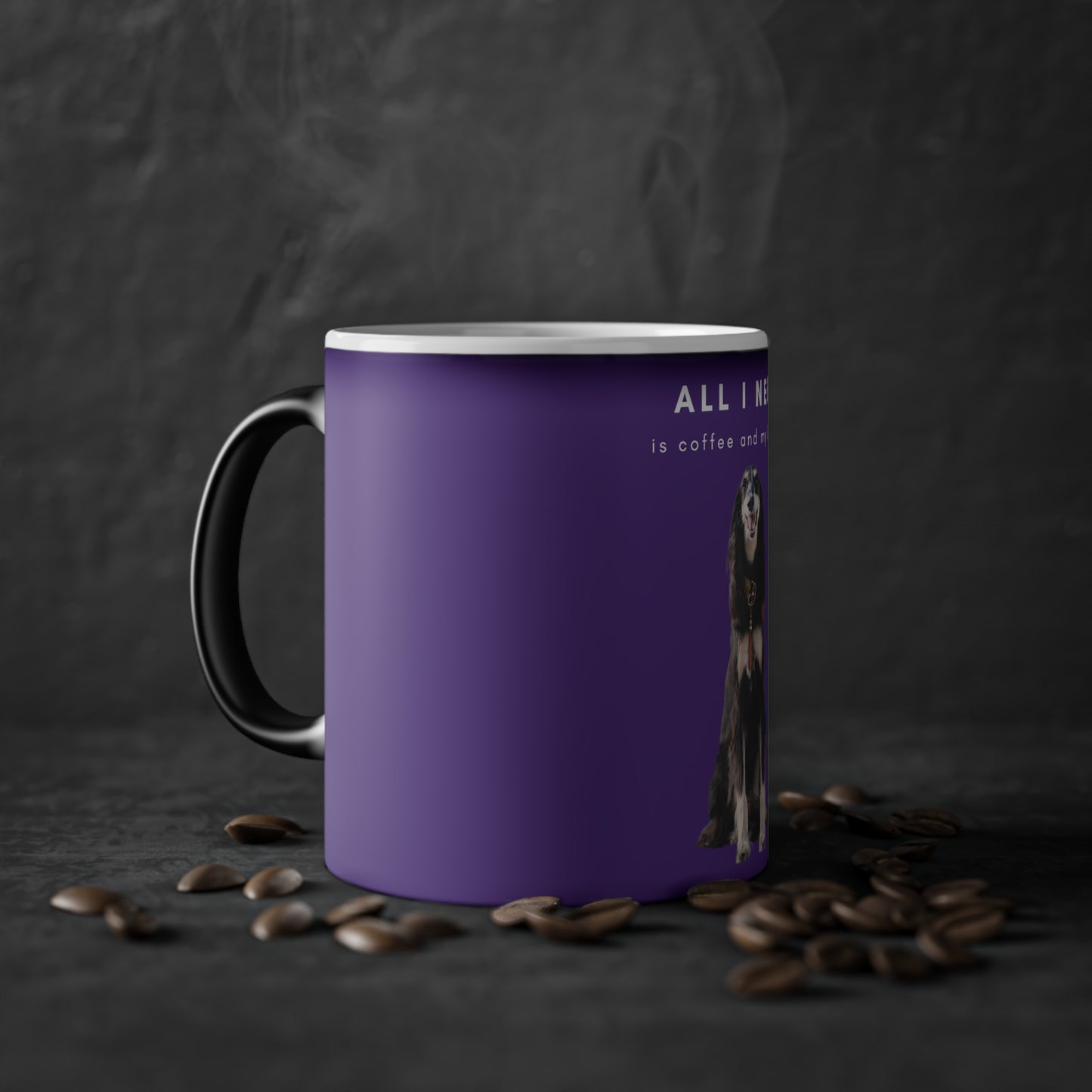 All I Need Is Coffee And My Saluki Magic Mug, 325ml - Purple