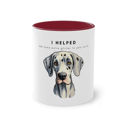 I Helped Add Glitter Great Dane White Two-Tone Coffee Mug, 325ml - White