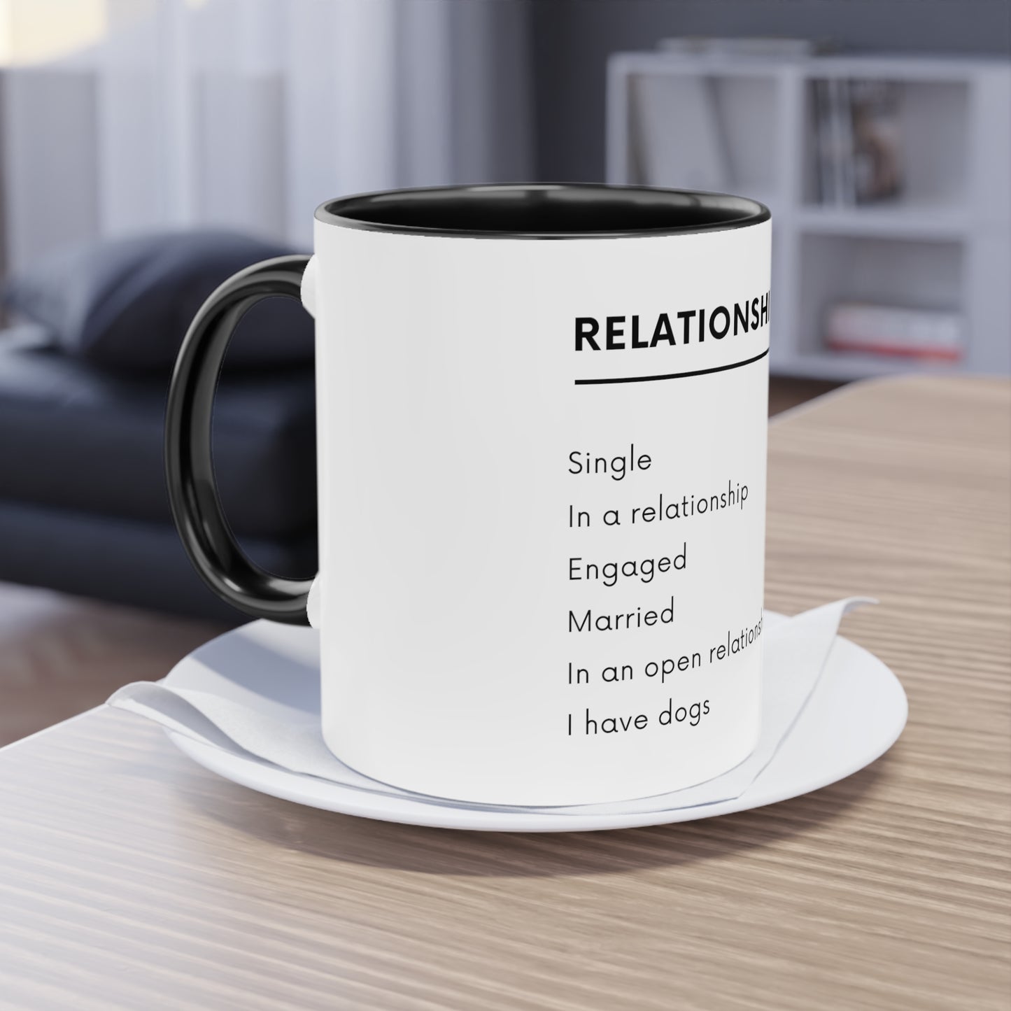 Relationship Status, I Have Dogs Two-Tone Coffee Mug, 325ml - White