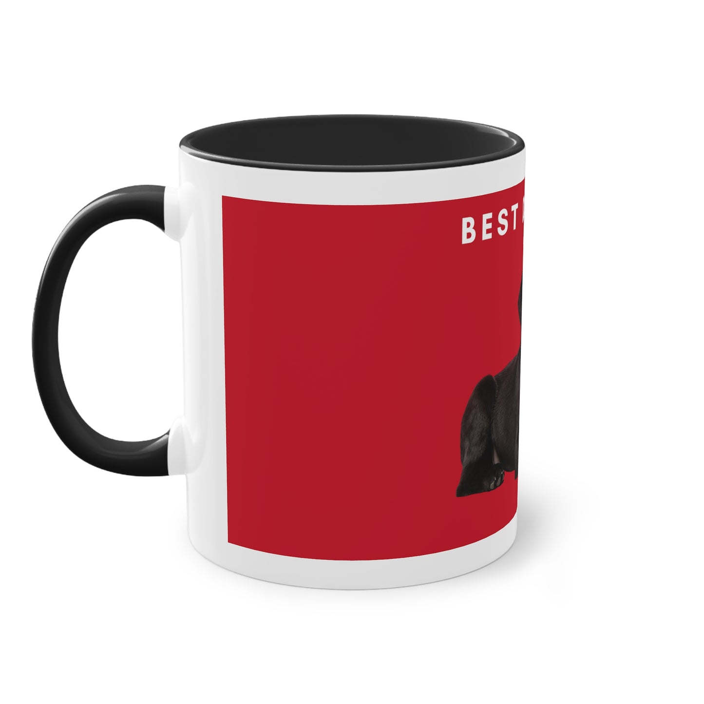 Best Dog Dad Black Lab Two-Tone Coffee Mug, 325ml - Red