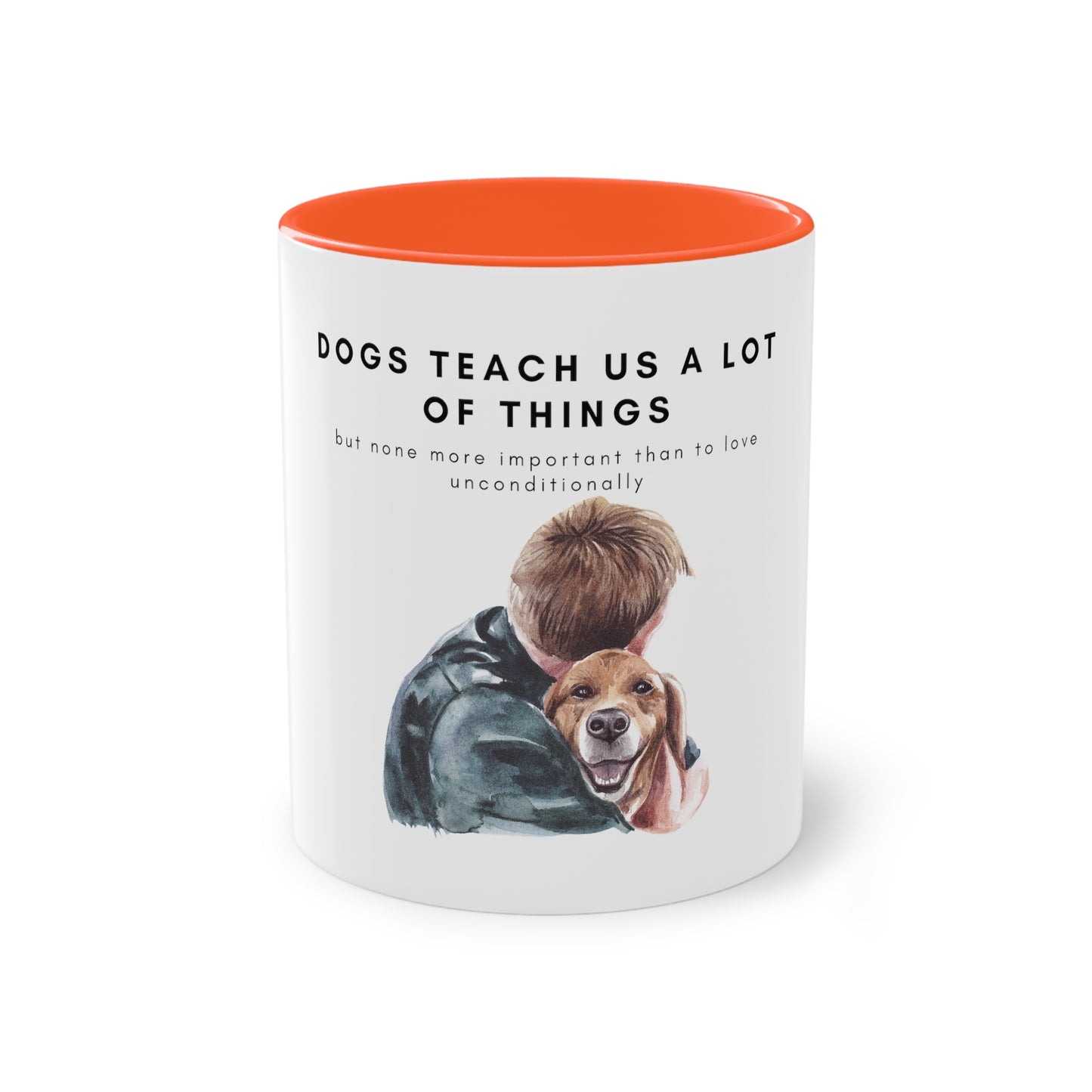 Dogs Teach Us Two-Tone Coffee Mug, 325ml - White