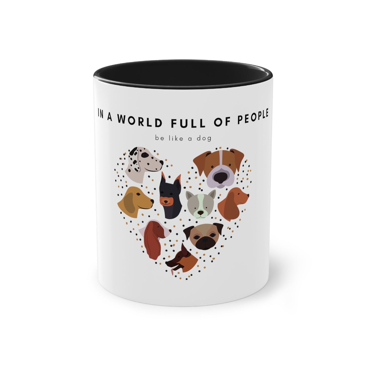 In A World Full Of People Dog Two-Tone Coffee Mug, 325ml - White