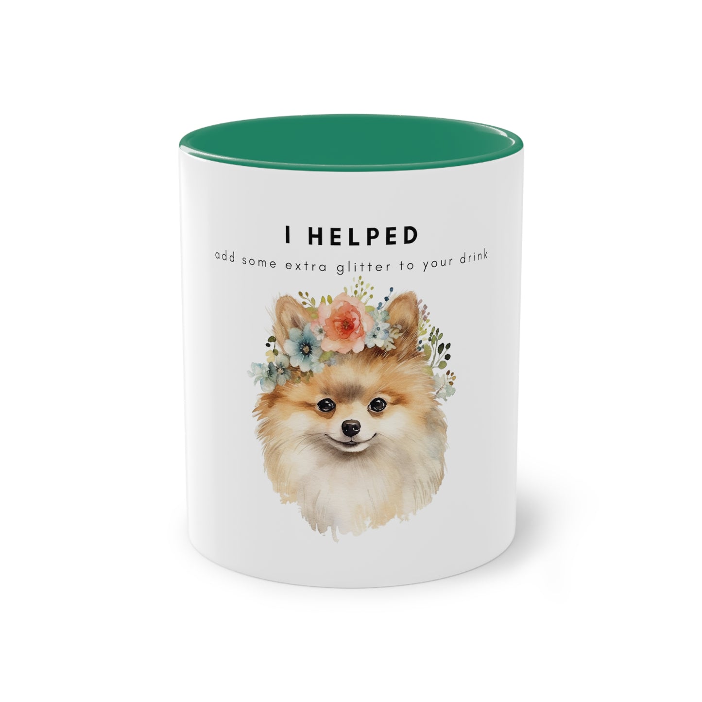 I Helped Add Glitter Pomeranian Two-Tone Coffee Mug, 325ml - White