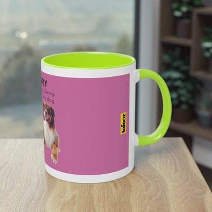 Sorry Too Busy Being Trained Red Merle Aussie Two-Tone Coffee Mug, 325ml - Pink