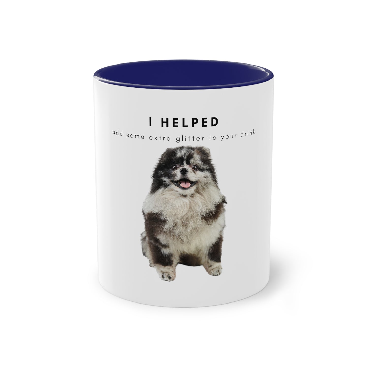 I Helped Add Glitter Merle Pomeranian Two-Tone Coffee Mug, 325ml - White