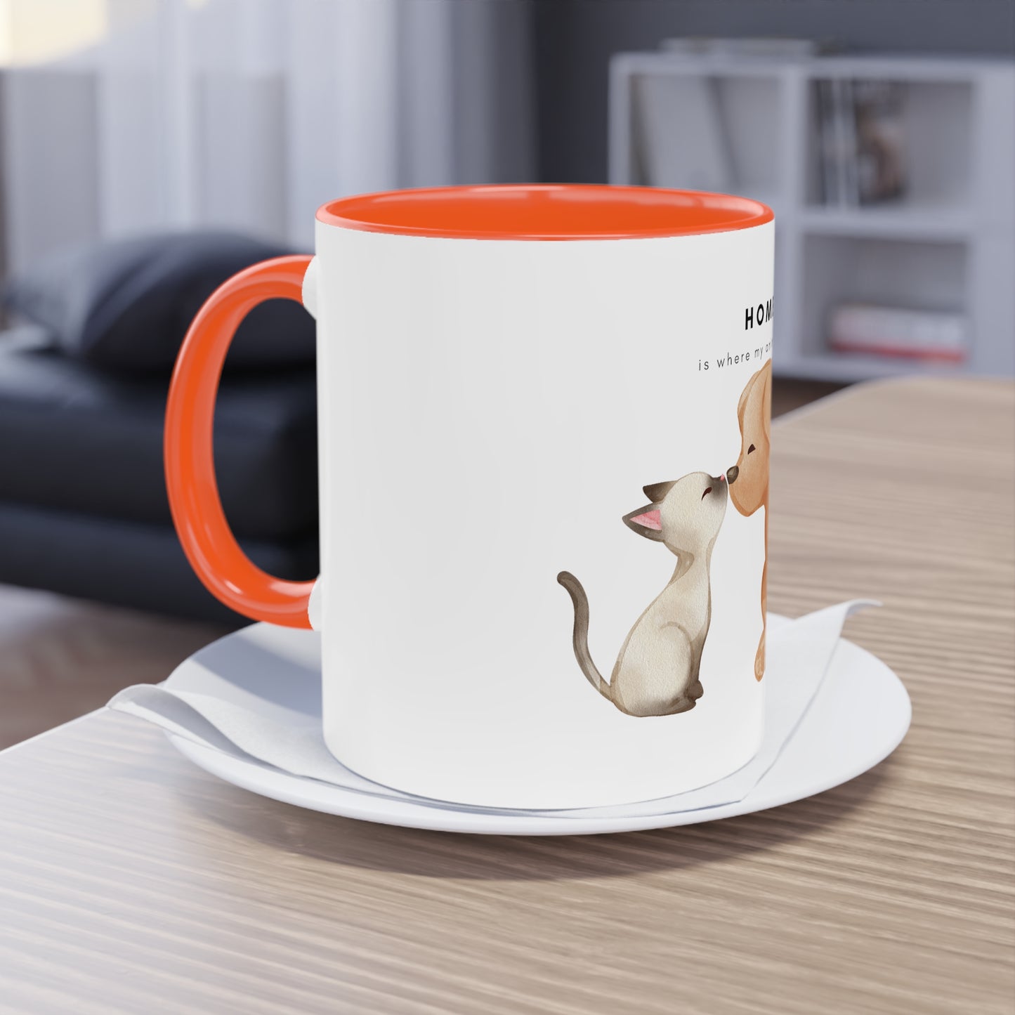 Home Is Where My Animals Are Two-Tone Coffee Mug, 325ml - White