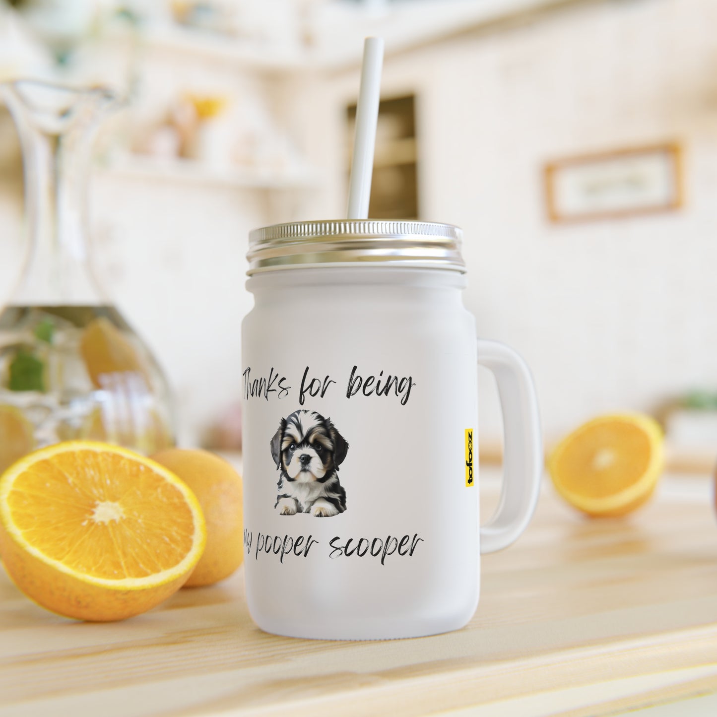 Thanks For Being My Pooper Scooper Shih Tzu - Mason Jar With Straw And Lid, 355ml