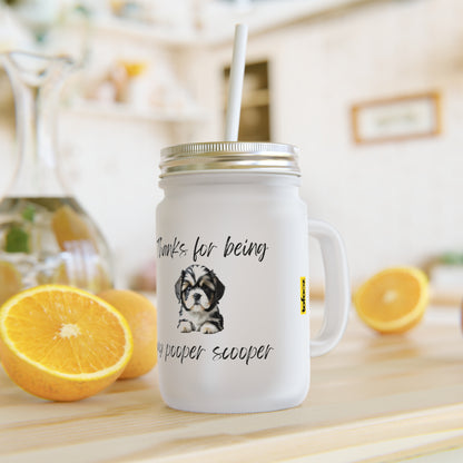 Thanks For Being My Pooper Scooper Shih Tzu - Mason Jar With Straw And Lid, 355ml