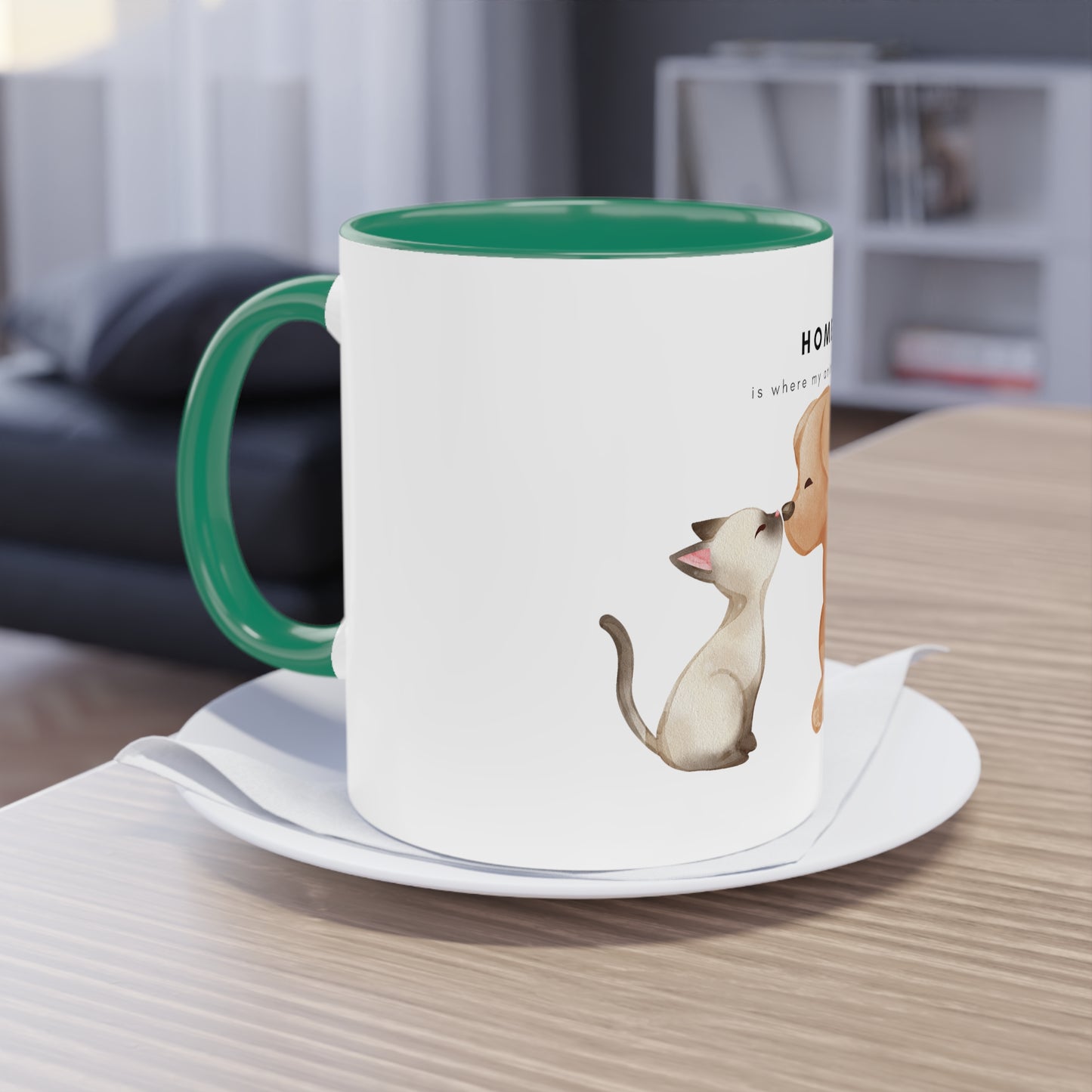 Home Is Where My Animals Are Two-Tone Coffee Mug, 325ml - White