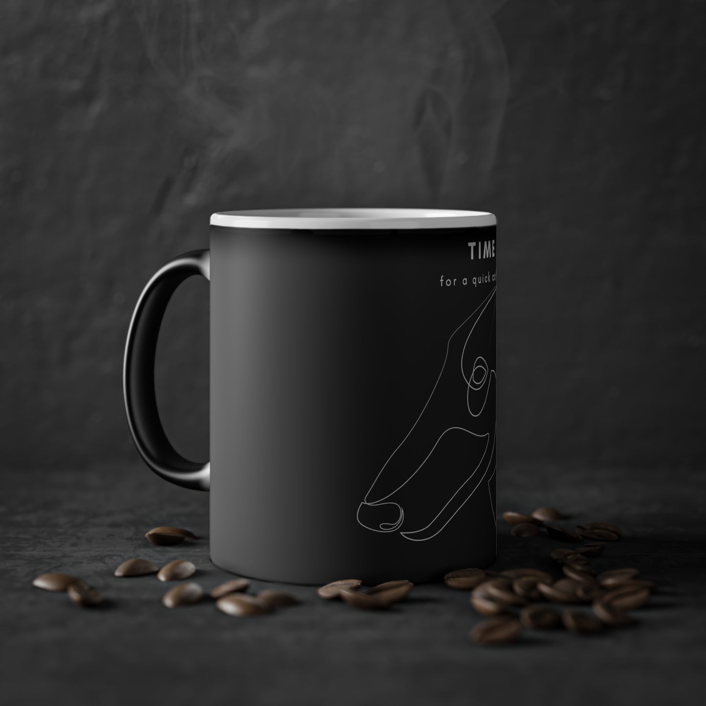 Time For A Quick Coffee Borzoi Single Line Magic Mug, 325ml - Black