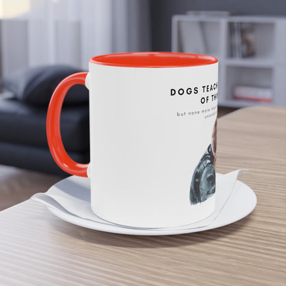 Dogs Teach Us Two-Tone Coffee Mug, 325ml - White