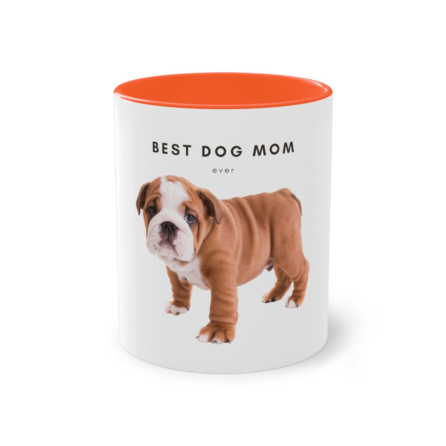 Best Dog Mom Ever English Bulldog Two-Tone Coffee Mug, 325ml - White