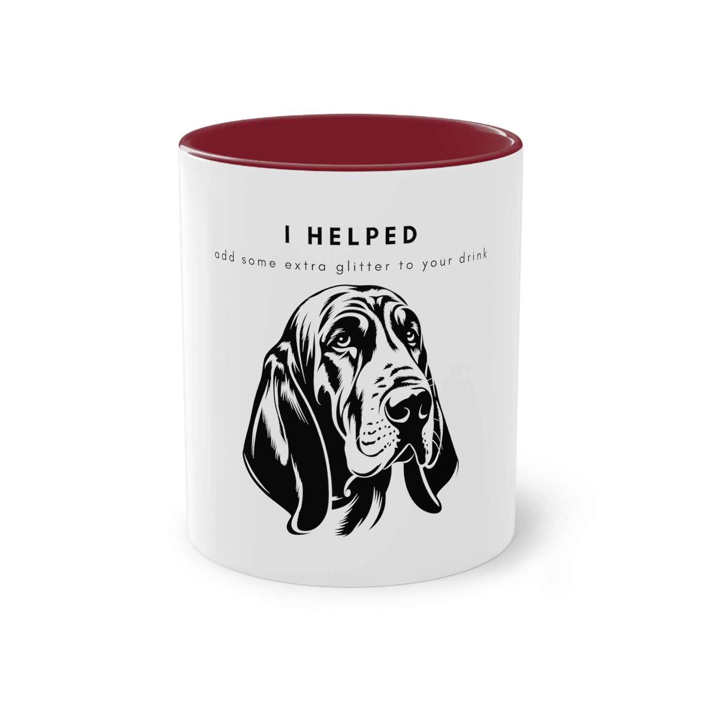 I Helped Add Glitter Bloodhound Two-Tone Coffee Mug, 325ml - White