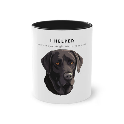 I Helped Add Glitter Chocolate Labrador Two-Tone Coffee Mug, 325ml - White