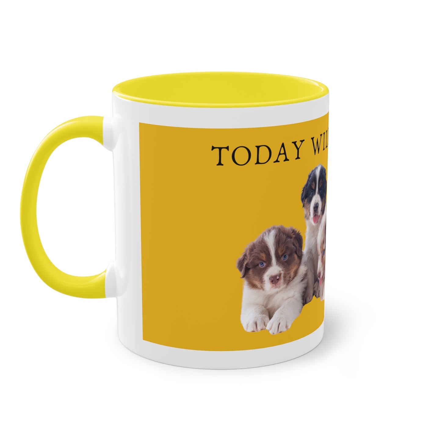 Today Will Be Aussome Aussie Puppies Two-Tone Coffee Mug, 325ml - Yellow