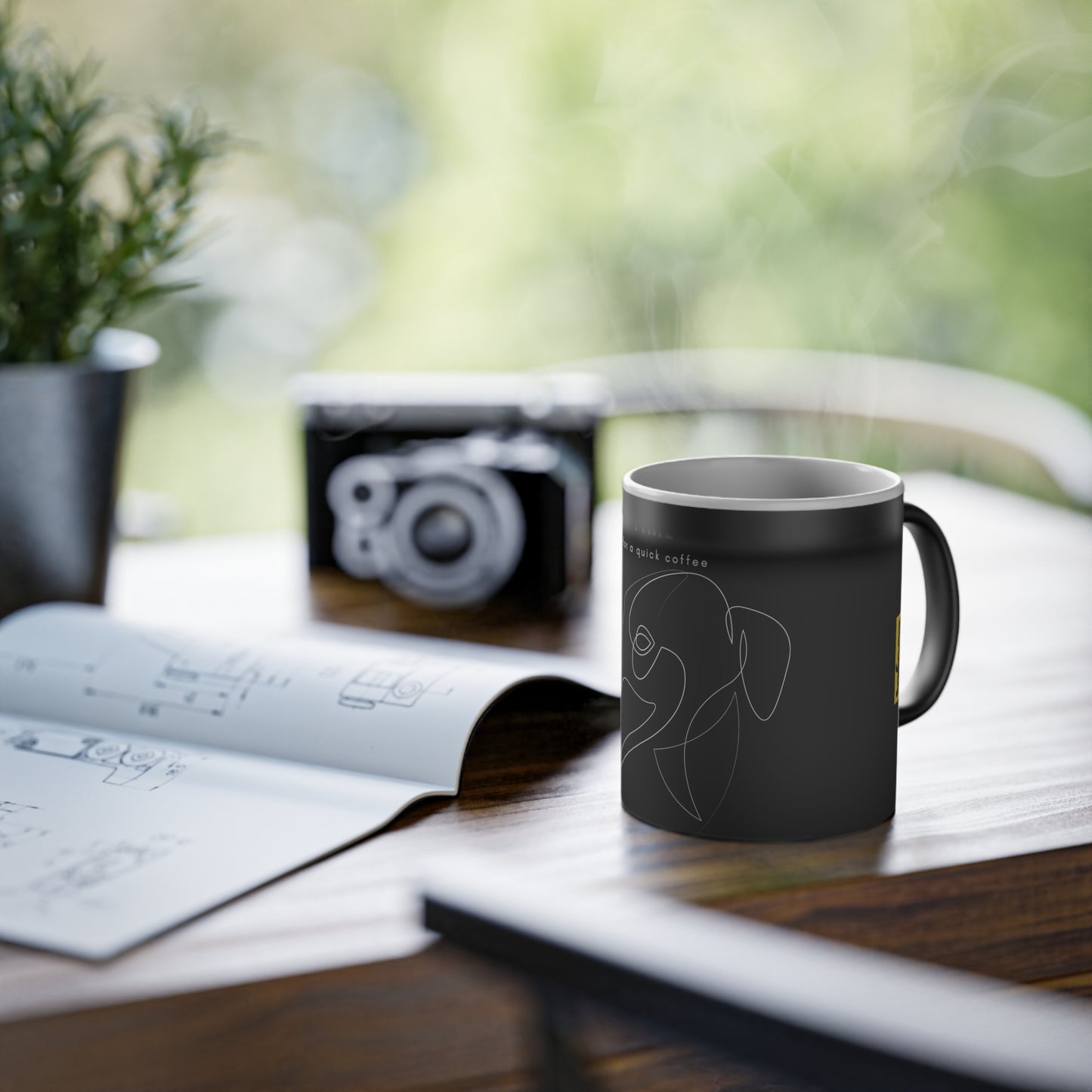 Time For A Quick Coffee Borzoi Single Line Magic Mug, 325ml - Black