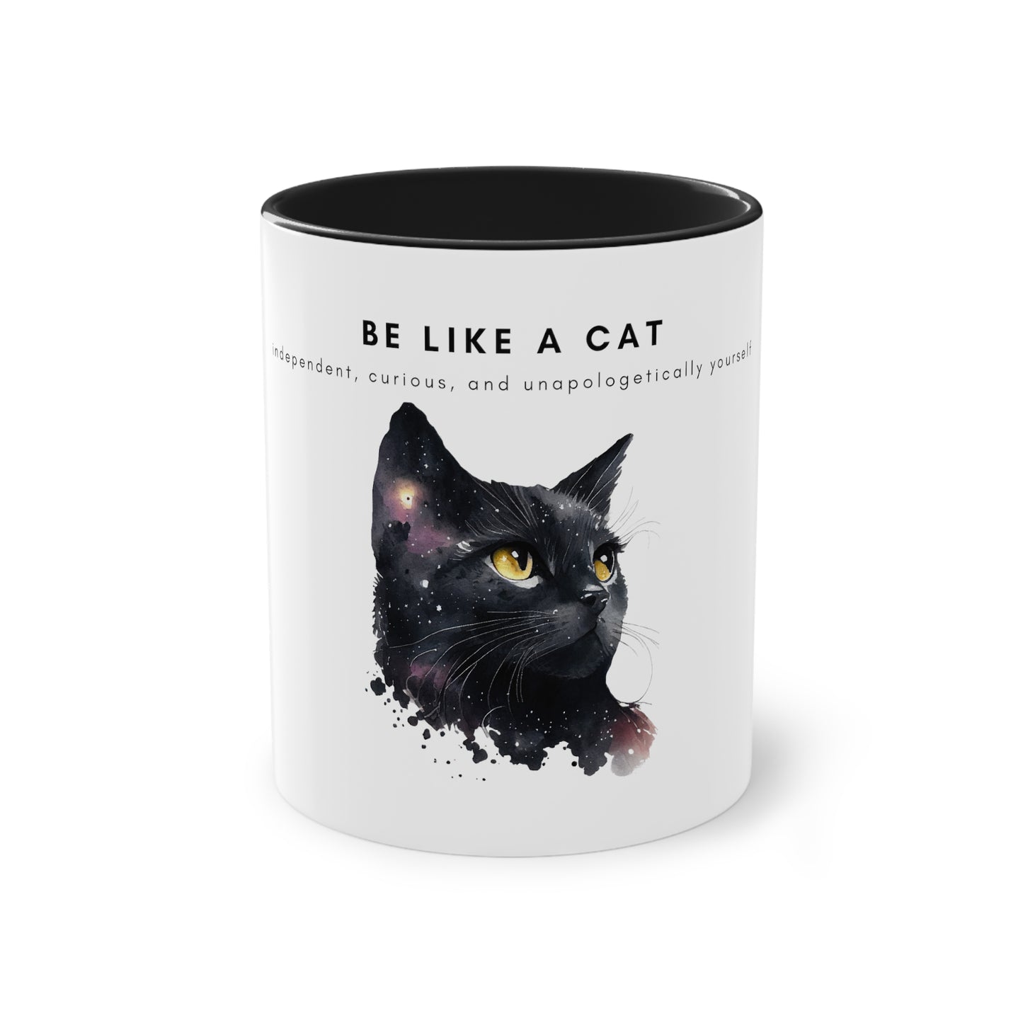 Be Like A Cat Two-Tone Coffee Mug, 325ml - White