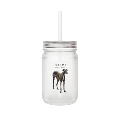 Just Me And My Galgo Brown White Chest - Mason Jar With Straw And Lid, 355ml