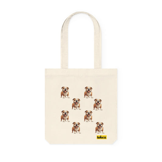 English Bulldog Print Woven Tote Bag