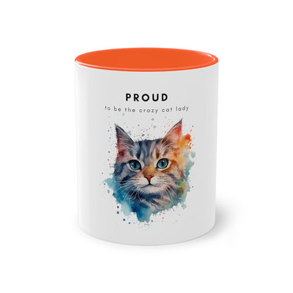 Proud To Be The Crazy Cat Lady Two-Tone Coffee Mug, 325ml - White