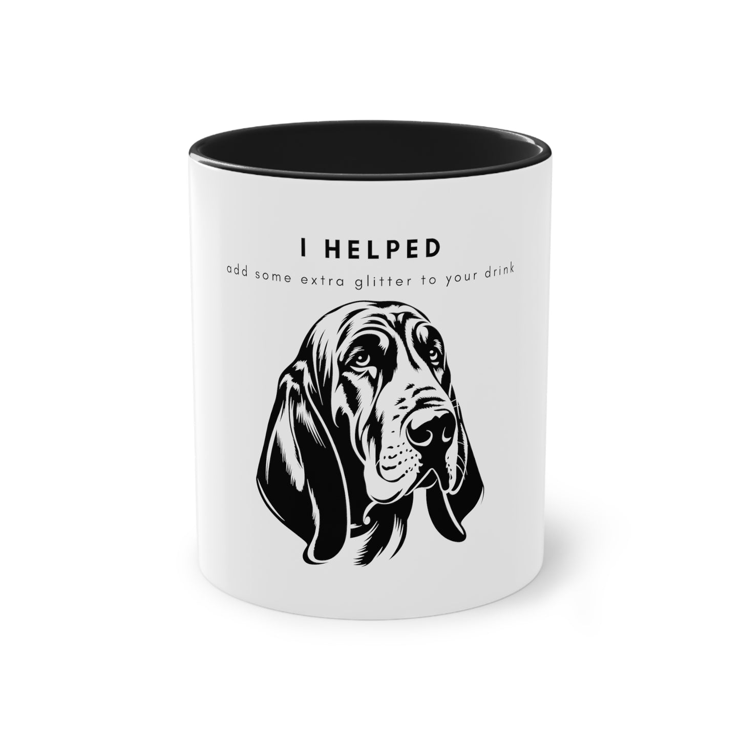 I Helped Add Glitter Bloodhound Two-Tone Coffee Mug, 325ml - White