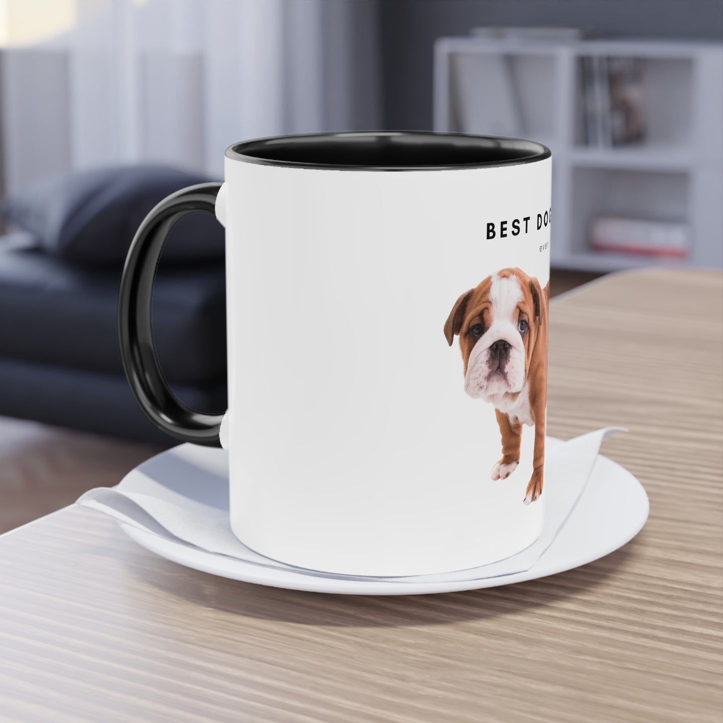 Best Dog Dad Ever English Bulldog Two-Tone Coffee Mug, 325ml - White