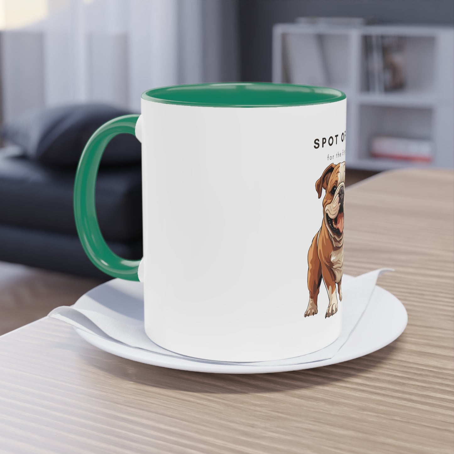 Spot Of Tea For The English Bulldog Two-Tone Coffee Mug, 325ml - White